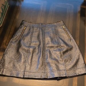 Banana Republic Black Textured Mini Skirt w/ Gold Zippers | Size 12P | NWT